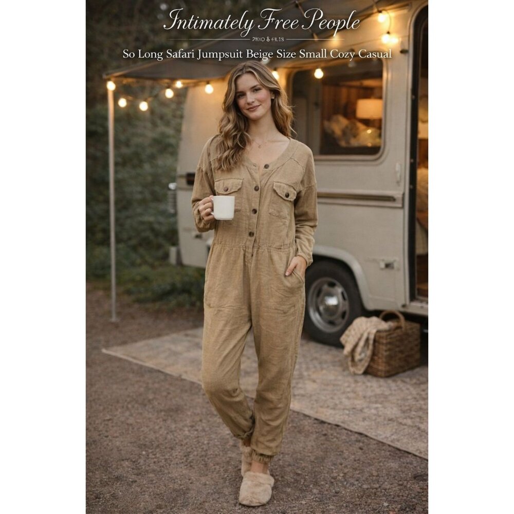 Intimately Free People So Long Safari Jumpsuit Beige Size Small Cozy Casual Boho